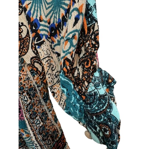 Umgee Womens Patchwork Pattern Long Sleeve Shirt Dress Size S Multicolor Flowy - Picture 10 of 11